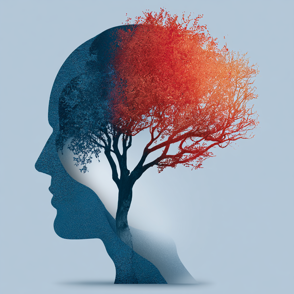 Abstract human head with a growing tree symbolizing healing, emotional growth, and behavioral health treatment in Fresno, California.