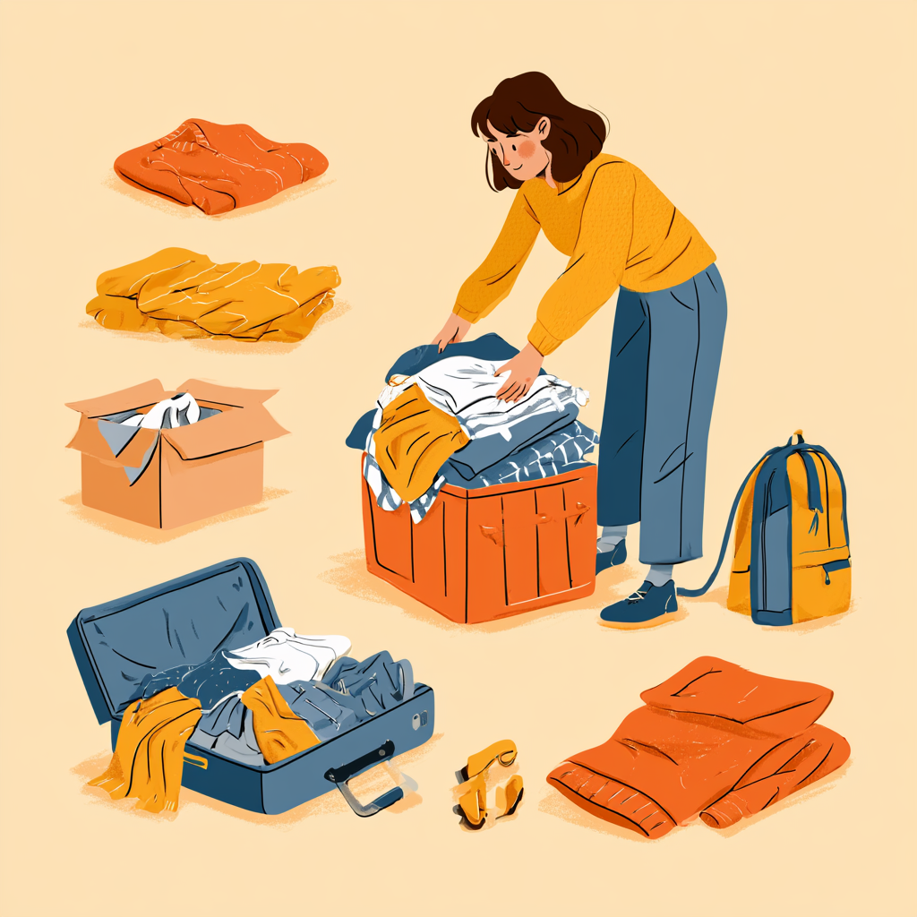 Woman packing clothing and personal belongings for drug rehab in Fresno, highlighting what women should bring to addiction treatment for a comfortable recovery stay.
